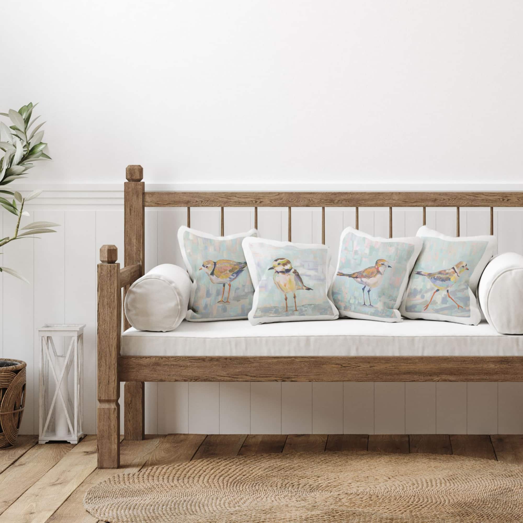 Stupell Industries Little Birds Abstract Pastel Background Nature 4 Pillow Set, 18" x 18"